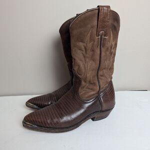 Boulet Women's Western Cowboy Boots 5.5 – Brown Leather & Suede – 9.5" Shaft